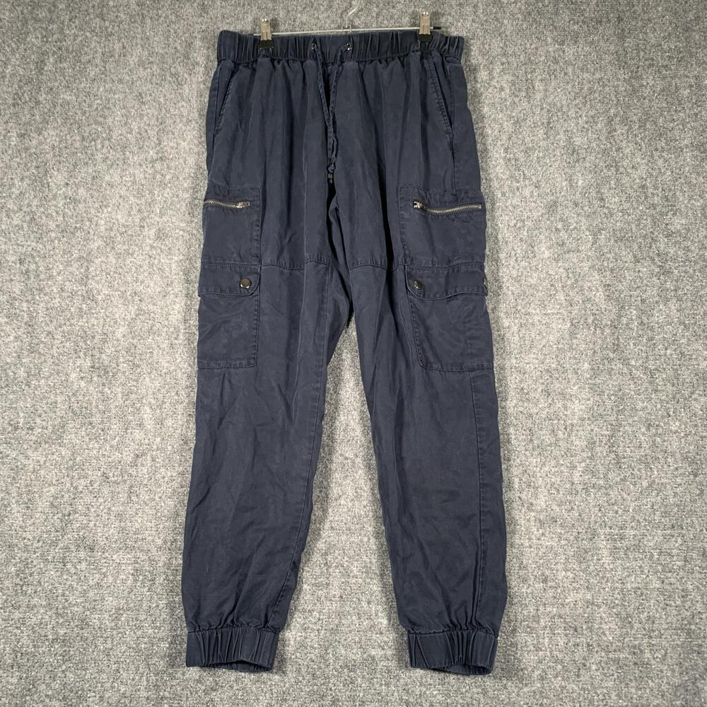 Banana Republic Jogger Tencel Pants Womens XS Blue Cargo Ankle Cuffed Pockets